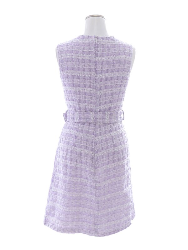 画像14: SALE!ツイードチェックミニワンピース/Aライン/ノースリーブ/フェイクポケット/パールボタン/ベルト/背中隠し/ミニドレス/キャバドレス 【S-Mサイズ/1カラー】[HC02]【SB】dzw (14)