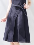 画像6: 【春の大感謝セール】ステッチデニムワンピースドレス/スリットネック/ノースリーブ/リボンベルト/ミディアムドレス/谷間見せ/背中隠し/キャバドレス【S-Mサイズ/1カラー】[OF04] 【SB】dzw (6)
