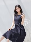 画像8: 【春の大感謝セール】ステッチデニムワンピースドレス/スリットネック/ノースリーブ/リボンベルト/ミディアムドレス/谷間見せ/背中隠し/キャバドレス【S-Mサイズ/1カラー】[OF04] 【SB】dzw (8)