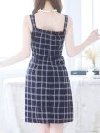画像12: SALE!チェック柄タイトミニドレス/ダブルボタン/ノースリーブ/金ボタン/谷間見せ/背中見せ/ミニドレス/キャバドレス 【S-Mサイズ/1カラー】[HC02] 【SB】dzw (12)