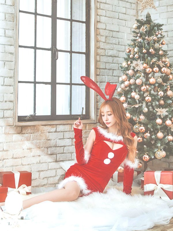 画像6: 【サンタセール！】【サンタコス5点セット】【S-Mサイズ/2カラー】セクシーバニーサンタコスプレ[OF01] (6)