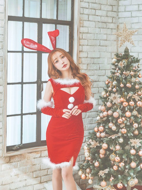 画像10: 【サンタセール！】【サンタコス5点セット】【S-Mサイズ/2カラー】セクシーバニーサンタコスプレ[OF01] (10)