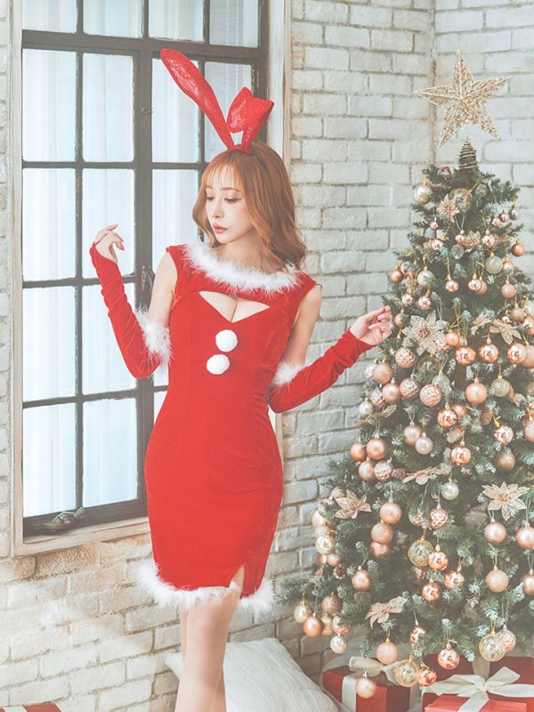 画像11: 【サンタセール！】【サンタコス5点セット】【S-Mサイズ/2カラー】セクシーバニーサンタコスプレ[OF01] (11)