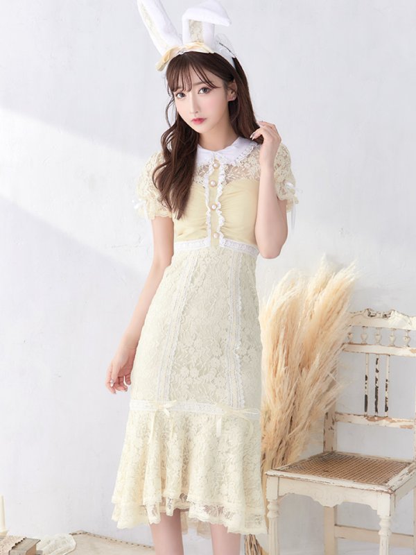 画像4: 【SALE!!】【即日発送】バニーレースワンピースコスプレ/マーメイドスカート【sugar nineハロウィン3点セット】【S-Lサイズ/2カラー】(SU220153)[HC03] (4)