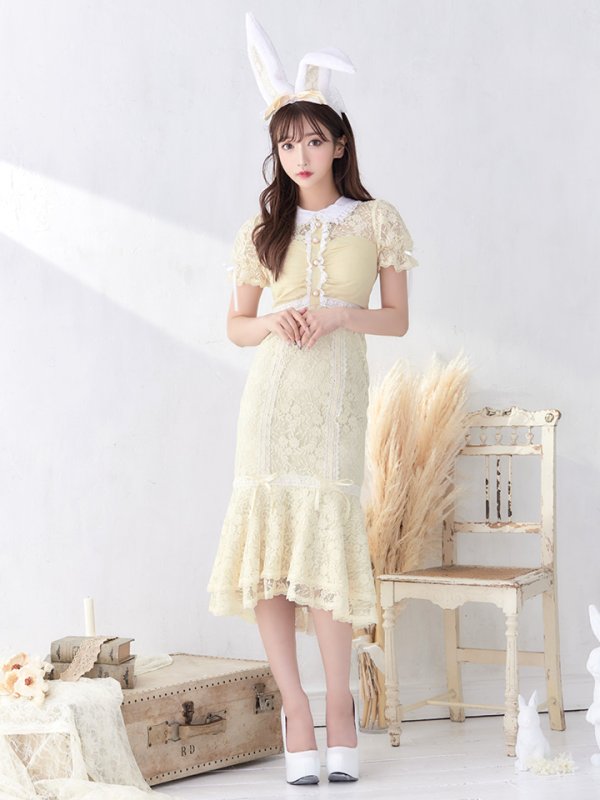 画像5: 【SALE!!】【即日発送】バニーレースワンピースコスプレ/マーメイドスカート【sugar nineハロウィン3点セット】【S-Lサイズ/2カラー】(SU220153)[HC03] (5)