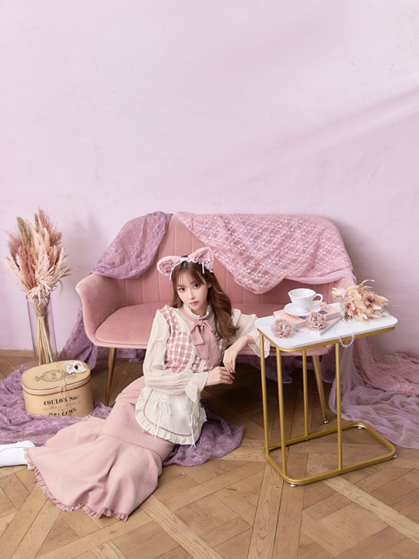 画像4: 【即日発送】ツイードキャットワンピースコスプレ/マーメイドスカート【sugar nineハロウィン3点セット】【S-Lサイズ/1カラー】[OF01] (4)