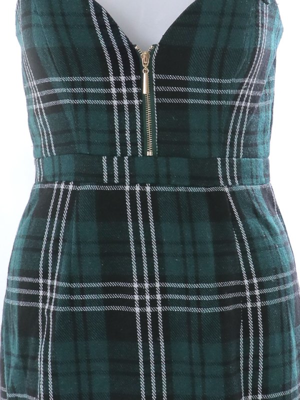 画像17: SALE!フロントジップミニドレス/チェック柄/谷間見せ/背中見せ/ノースリーブ/ミニドレス/キャバドレス 【XS-Mサイズ/1カラー】[HC02] 【SB】dzw (17)
