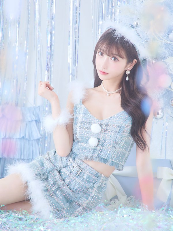 画像7: 【即日発送】【サンタコス5点セット】【XS-Mサイズ/1カラー】セットアップツイードサンタコスプレ[YMT] (7)