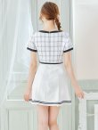 画像15: SALE!バイカラーチェックワンピースドレス/チェック柄/ボタン/フレアスカート/胸元隠し/背中隠し/ミニドレス/キャバドレス【XS-Mサイズ/1カラー】[OF04] 【SB】dzw (15)