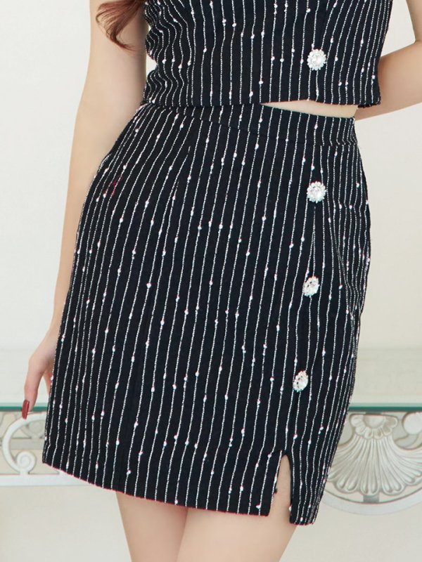 画像8: SALE!セットアップストライプミニドレス/2ピース/谷間見せ/背中見せ/ショートスリーブ/ミニドレス/キャバドレス 【XS-Mサイズ/1カラー】[HC02] 【SB】dzw (8)