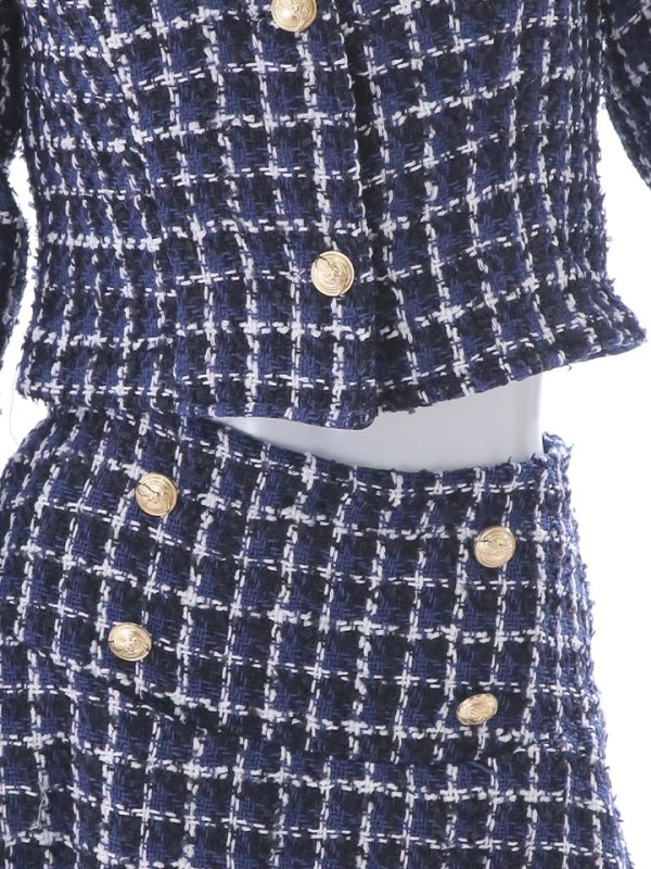 画像17: SALE!ネイビーツイードジャケットセットアップドレス/チェック柄/ローライズ/ローウエスト/ボタン/2ピース/谷間見せ/背中隠し/ミニドレス/キャバドレス【XS-Lサイズ/1カラー】[HC02] 【SB】dzw (17)
