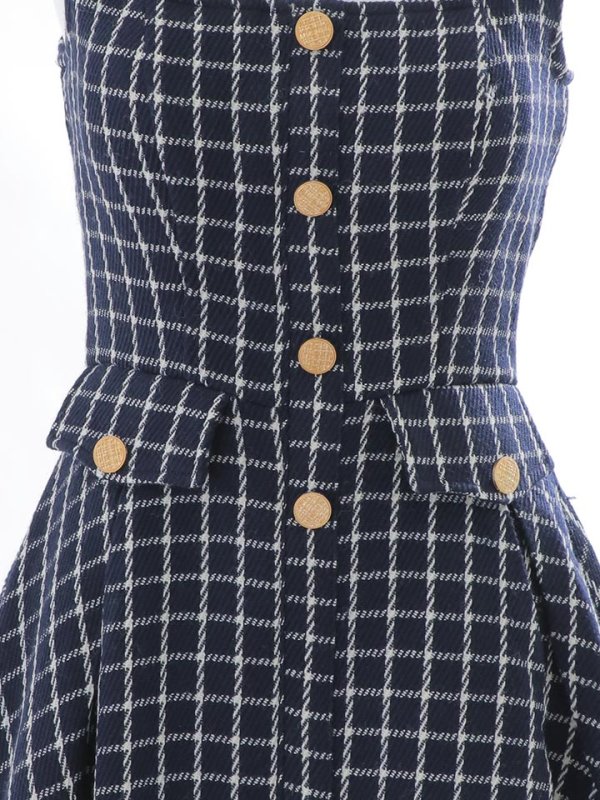 画像20: SALE!チェックドレス/ボタン/ノースリーブ/金ボタン/フレア/Aライン/谷間見せ/背中見せ/ミニドレス/キャバドレス【S-Lサイズ/1カラー】[HC02] 【SB】dzw (20)