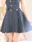 画像14: SALE!チェックドレス/ボタン/ノースリーブ/金ボタン/フレア/Aライン/谷間見せ/背中見せ/ミニドレス/キャバドレス【S-Lサイズ/1カラー】[HC02] 【SB】dzw (14)