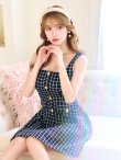 画像5: SALE!チェックドレス/ボタン/ノースリーブ/金ボタン/フレア/Aライン/谷間見せ/背中見せ/ミニドレス/キャバドレス【S-Lサイズ/1カラー】[HC02] 【SB】dzw (5)