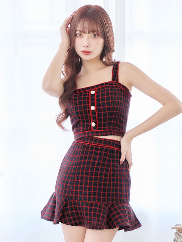 画像8: SALE!格子チェック柄セットアップ/ノースリーブ/マーメイド/キャバドレス/ミニドレス【XS-Mサイズ/1カラー】[HC02] 【SB】dzw (8)
