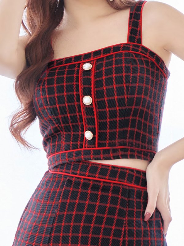 画像9: SALE!格子チェック柄セットアップ/ノースリーブ/マーメイド/キャバドレス/ミニドレス【XS-Mサイズ/1カラー】[HC02] 【SB】dzw (9)
