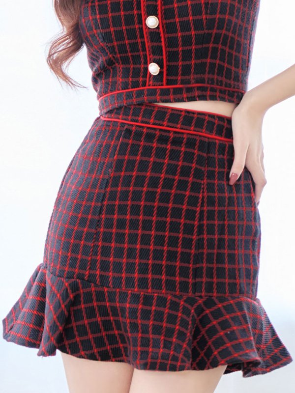 画像10: SALE!格子チェック柄セットアップ/ノースリーブ/マーメイド/キャバドレス/ミニドレス【XS-Mサイズ/1カラー】[HC02] 【SB】dzw (10)