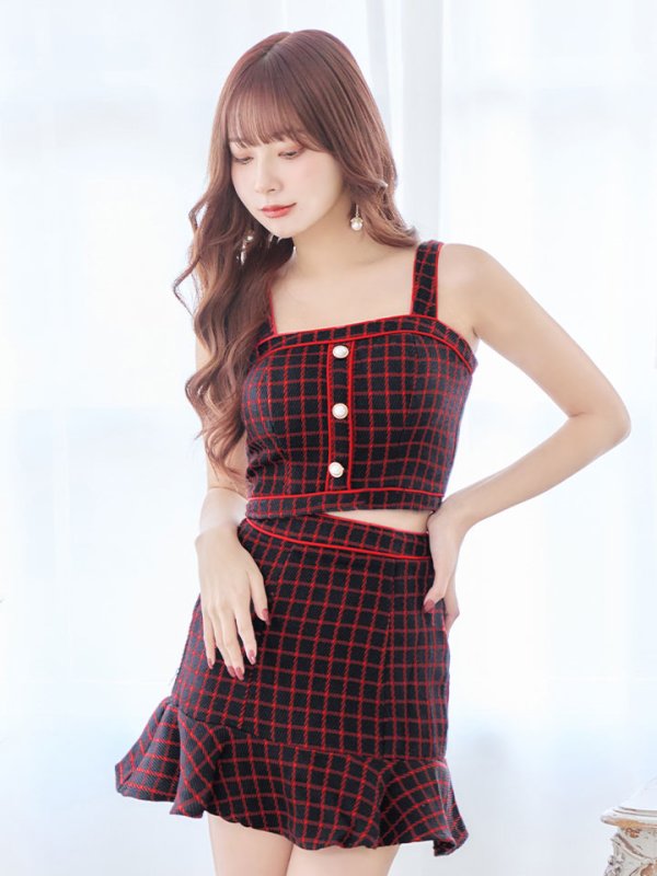 画像5: SALE!格子チェック柄セットアップ/ノースリーブ/マーメイド/キャバドレス/ミニドレス【XS-Mサイズ/1カラー】[HC02] 【SB】dzw (5)