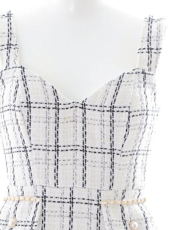 画像21: 新色登場!チェックノースリーブミニドレス/ゴールドチェーン/キャミソール/谷間見せ/フレア/プリーツスカート/ミニドレス/キャバドレス 【XS-XLサイズ/2カラー】[HC02-X] 【SB】dzc (21)