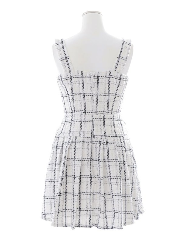 画像20: 新色登場!チェックノースリーブミニドレス/ゴールドチェーン/キャミソール/谷間見せ/フレア/プリーツスカート/ミニドレス/キャバドレス 【XS-XLサイズ/2カラー】[HC02-X] 【SB】dzc (20)