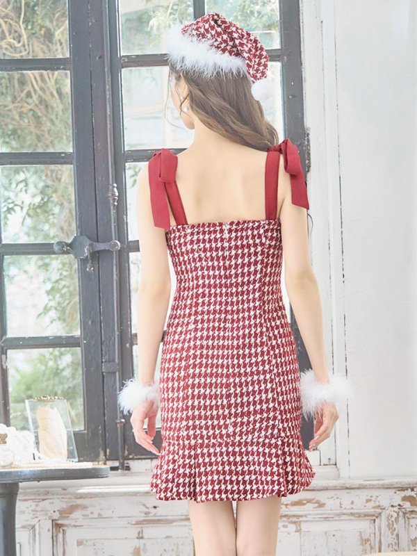 画像28: 【サンタセール！】【サンタコス 4点セット】【S-Lサイズ/2カラー】ショルダーリボン千鳥タイトサンタコスプレ[YMT] (28)