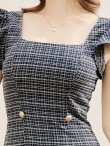 画像4: 【sifeel/シフィール】ツイードチェック/マーメイド/フリル/ワンピースドレス/ボタン/谷間見せ/背中隠し/ミディアムドレス/キャバドレス【S-Lサイズ/1カラー】[OF04] 【SB】dzc (4)