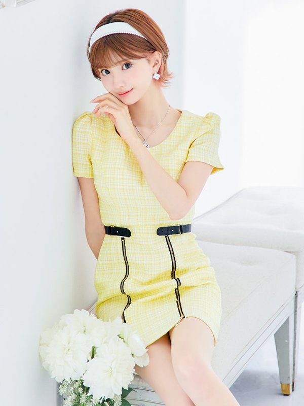 画像13: チェックツイードドレス/半袖/ジッパー/ミニドレス/キャバドレス【XS-Lサイズ/2カラー】[HC02] 【SB】dzw (13)