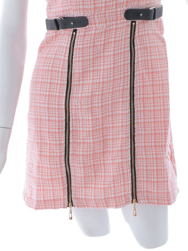 画像27: チェックツイードドレス/半袖/ジッパー/ミニドレス/キャバドレス【XS-Lサイズ/2カラー】[HC02] 【SB】dzw (27)