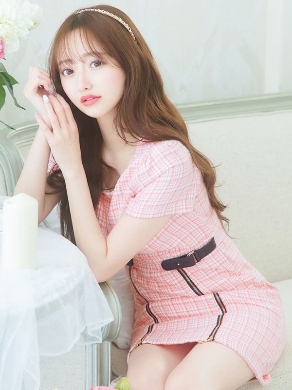 画像12: チェックツイードドレス/半袖/ジッパー/ミニドレス/キャバドレス【XS-Lサイズ/2カラー】[HC02] 【SB】dzw (12)