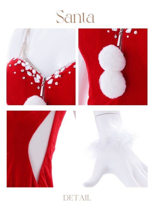 画像23: SALE!【サンタコス4点セット】【XS-Mサイズ/1カラー】サイドシアービジューサンタ[YMT] (23)