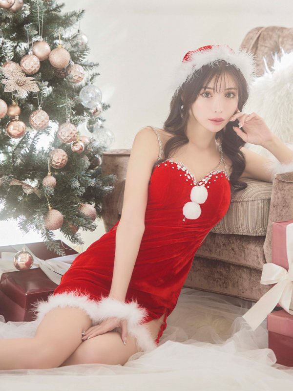 画像7: SALE!【サンタコス4点セット】【XS-Mサイズ/1カラー】サイドシアービジューサンタ[YMT] (7)