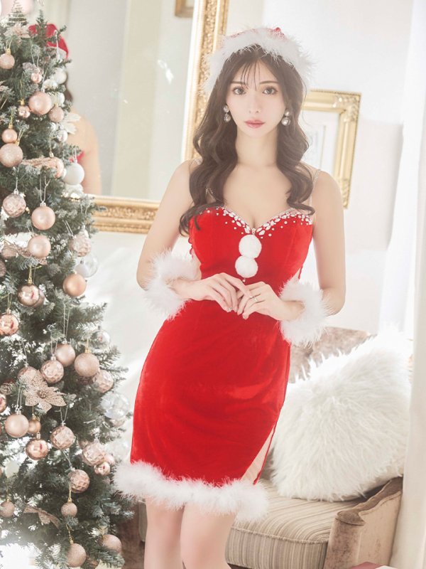 画像10: SALE!【サンタコス4点セット】【XS-Mサイズ/1カラー】サイドシアービジューサンタ[YMT] (10)