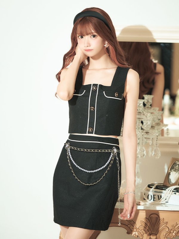 画像13: 【送料無料！】チェーンベルト/セットアップ/ノースリーブ/タイト/ミニドレス/キャバドレス【XS-Mサイズ/1カラー】[HC02]【SB】dzw (13)