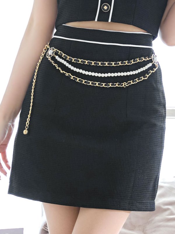 画像6: 【送料無料！】チェーンベルト/セットアップ/ノースリーブ/タイト/ミニドレス/キャバドレス【XS-Mサイズ/1カラー】[HC02]【SB】dzw (6)