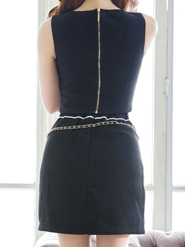 画像7: 【送料無料！】チェーンベルト/セットアップ/ノースリーブ/タイト/ミニドレス/キャバドレス【XS-Mサイズ/1カラー】[HC02]【SB】dzw (7)
