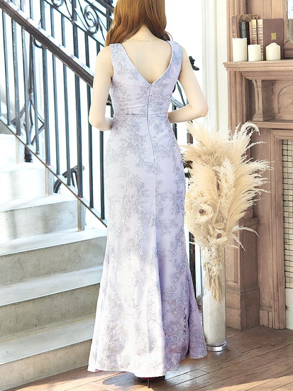 画像9: 再入荷!【送料無料!】刺繍レースフロントジップドレス/スパンコール/肌見せ/ノースリーブ/谷間見せ/マーメイド/ロングドレス/キャバドレス 【S-Lサイズ/2カラー】[HC02]【SB】dzw (9)