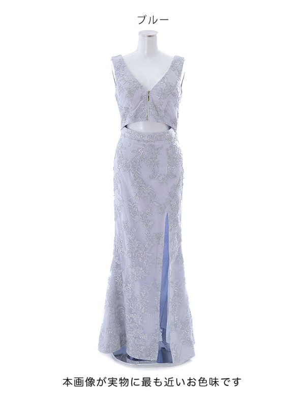 画像17: 送料無料!刺繍レースフロントジップドレス/スパンコール/肌見せ/ノースリーブ/谷間見せ/マーメイド/ロングドレス/キャバドレス 【S-Lサイズ/2カラー】[HC02]【SB】dzw (17)