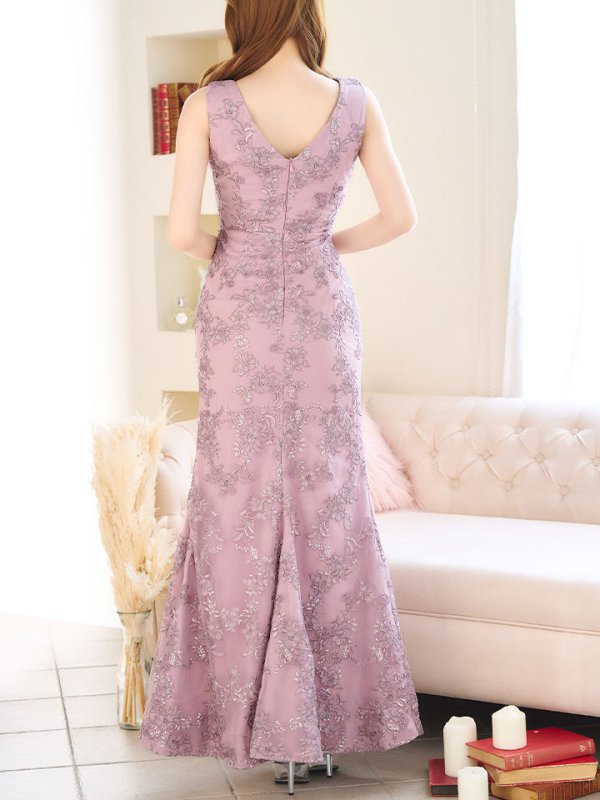 画像15: 送料無料!刺繍レースフロントジップドレス/スパンコール/肌見せ/ノースリーブ/谷間見せ/マーメイド/ロングドレス/キャバドレス 【S-Lサイズ/2カラー】[HC02]【SB】dzw (15)