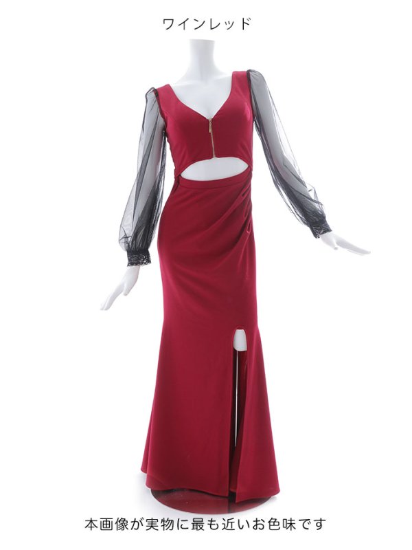 画像15: フロントファスナーロングドレス/長袖/谷間見せ/背中見せ/キャバドレス 【S-Lサイズ/2カラー】[HC02] 【SB】dzw (15)