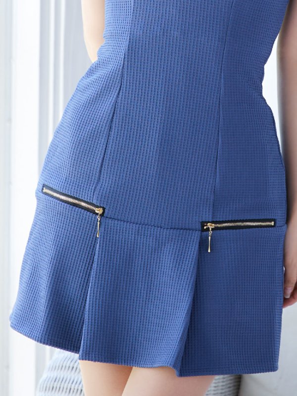 画像6: SALE!ノースリーブプリーツスカートドレス/ローライズ/ローウエスト/ジップ/谷間見せ/背中隠し/ミニドレス【XS-Mサイズ/1カラー】[HC02] 【SB】dzw (6)