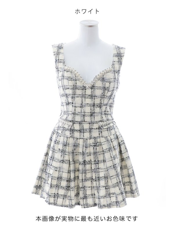 画像12: 新サイズ登場!ツイードセットアップドレス/2ピース/ノースリーブ/ビジュー/谷間見せ/セットアップ/ミニドレス/キャバドレス【XS-Lサイズ/1カラー】[HC02]【SB】dzj (12)