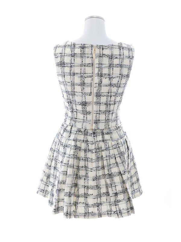 画像13: 新サイズ登場!ツイードセットアップドレス/2ピース/ノースリーブ/ビジュー/谷間見せ/セットアップ/ミニドレス/キャバドレス【XS-Lサイズ/1カラー】[HC02]【SB】dzj (13)