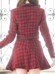 画像7: ジャケットチェックバーガンディセットアップワンピース/谷間見せ/背中隠し/マーメイド/ミニドレス/キャバドレス【S-Lサイズ/1カラー】[HC02-X] 【SB】dzw (7)