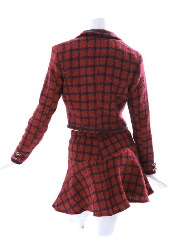 画像18: ジャケットチェックバーガンディセットアップワンピース/谷間見せ/背中隠し/マーメイド/ミニドレス/キャバドレス【S-Lサイズ/1カラー】[HC02-X] 【SB】dzw (18)