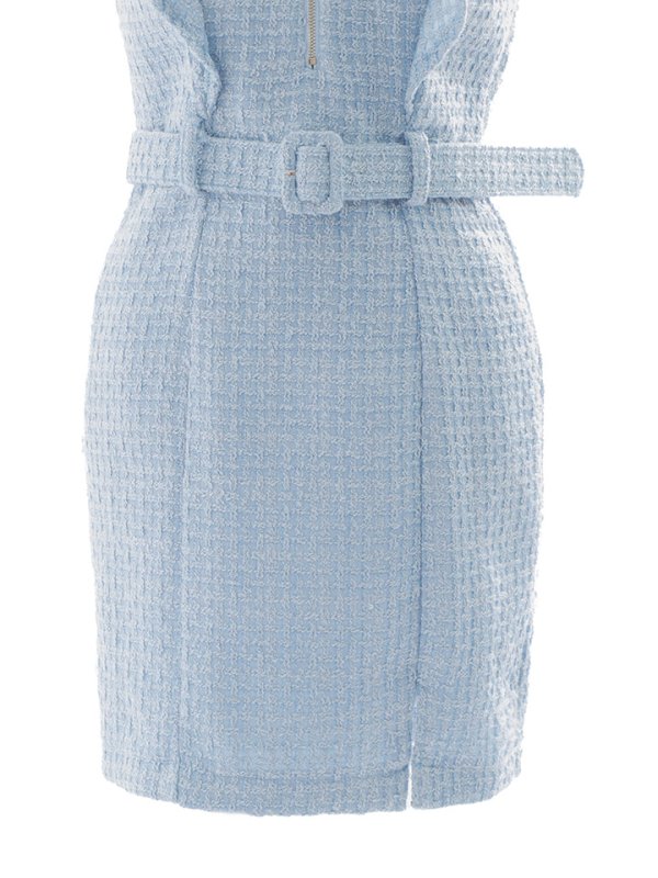 画像15: SALE!再入荷!ワンカラータイトミニドレス/ツイード/ベルト/ゴールド/谷間見せ/背中見せ/フリル袖/ミニドレス/キャバドレス 【XS-Lサイズ/1カラー】[OF01-X] 【SB】dzw (15)