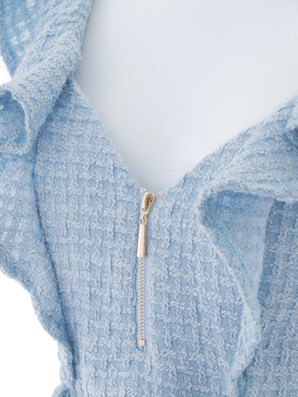 画像16: SALE!再入荷!ワンカラータイトミニドレス/ツイード/ベルト/ゴールド/谷間見せ/背中見せ/フリル袖/ミニドレス/キャバドレス 【XS-Lサイズ/1カラー】[OF01-X] 【SB】dzw (16)