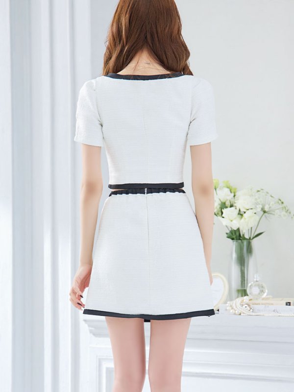 画像12: 【送料無料！】ツイードセットアップドレス/フロントジップ/ベルト/谷間見せ/背中隠し/ミニドレス/キャバドレス【XS-Mサイズ/2カラー】[HC02-X] 【SB】dzw (12)