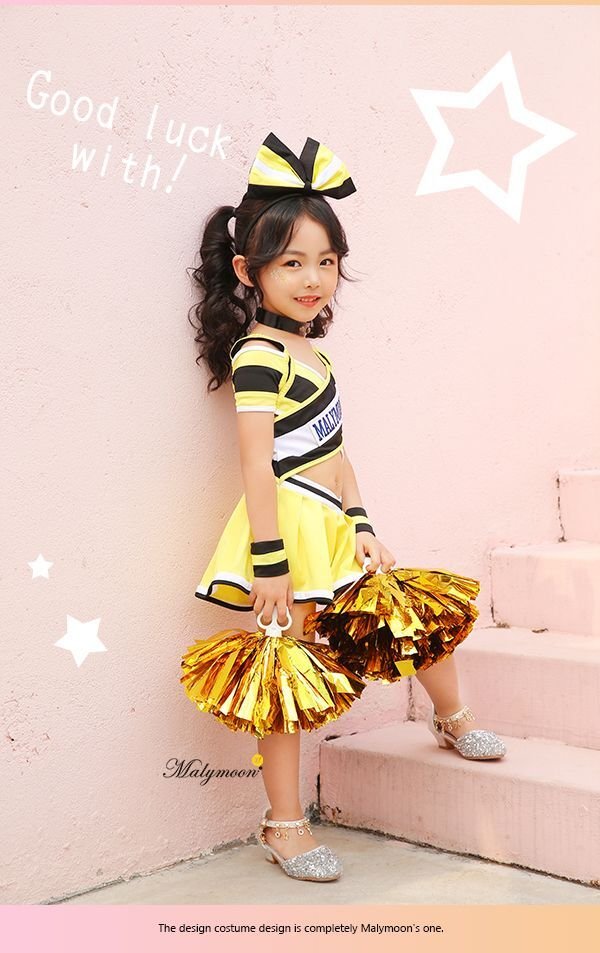 画像3: 【即日発送】チアガール/ チアリーダーキッズ女の子用《ハロウィンコスプレ5点セット》【Malymoon/マリームーン】[HC02] (3)