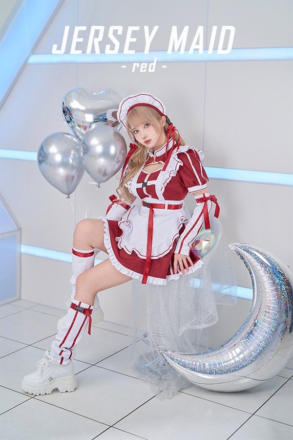 画像3: 【即日発送】アクセントラインハーネスジャージメイド【マリームーン】【ハロウィンコスプレ6点セット】【フリーサイズ/3カラー】[OF04] (3)