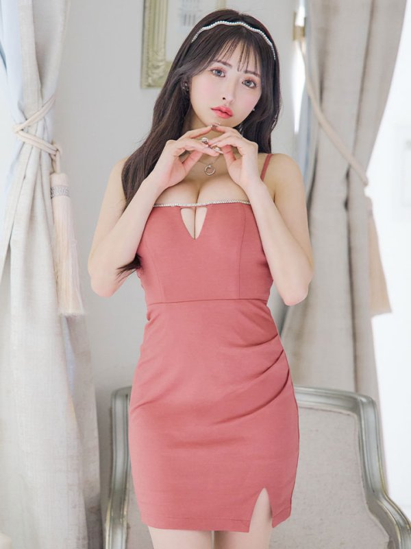 画像3: キャミソールビジュードレス/背中見せ/タイト/タック/ミニドレス/ キャバドレス【XS-Mサイズ/1カラー】[HC02] 【SB】dzj (3)